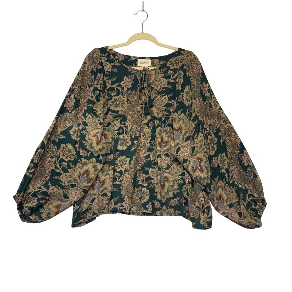 Denim & Supply Ralph Lauren Floral Paisley Tassel Peasant Blouse Boho Hippie M‎